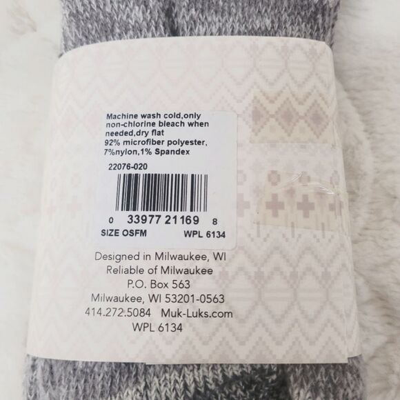 The Original Muk Luks Knee High Socks Grey Multi Contrast Top Toe Heel OSFM New - Picture 4 of 4